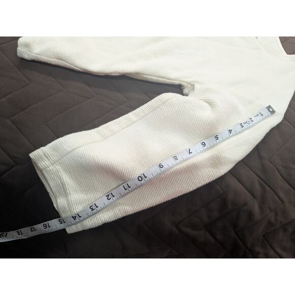 Long sleeve ribbed cotton v-neck long sleeve cropped tied blouse size Large - Picture 9 of 9